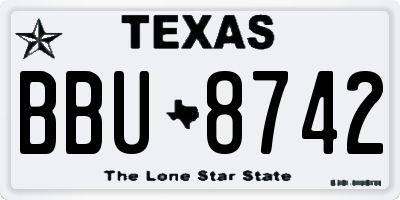 TX license plate BBU8742