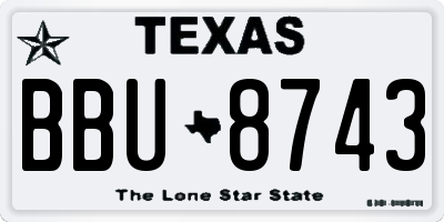 TX license plate BBU8743