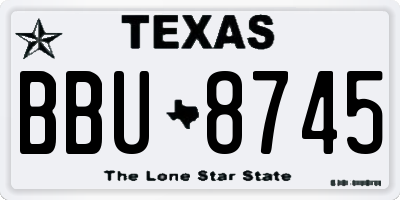 TX license plate BBU8745