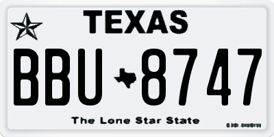 TX license plate BBU8747