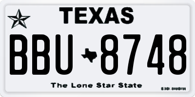 TX license plate BBU8748