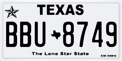 TX license plate BBU8749