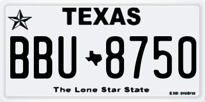 TX license plate BBU8750