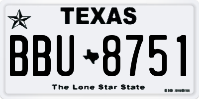 TX license plate BBU8751