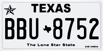 TX license plate BBU8752