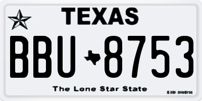 TX license plate BBU8753