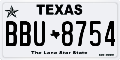 TX license plate BBU8754