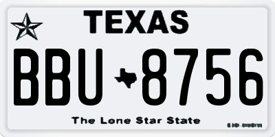 TX license plate BBU8756