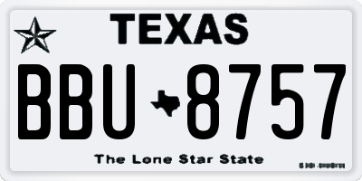 TX license plate BBU8757