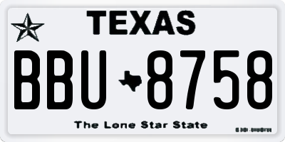 TX license plate BBU8758