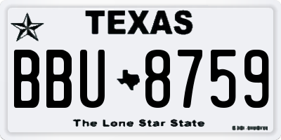 TX license plate BBU8759