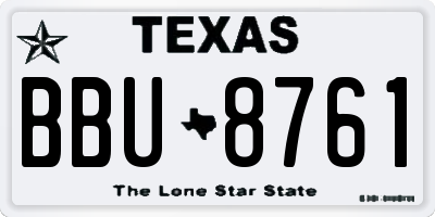 TX license plate BBU8761