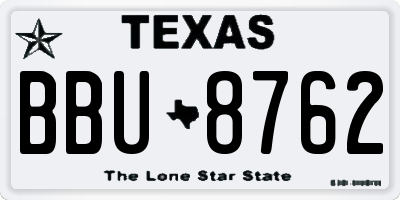 TX license plate BBU8762