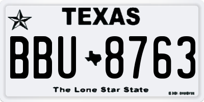 TX license plate BBU8763