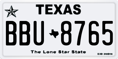 TX license plate BBU8765