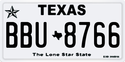 TX license plate BBU8766