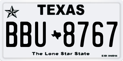 TX license plate BBU8767