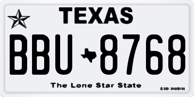 TX license plate BBU8768