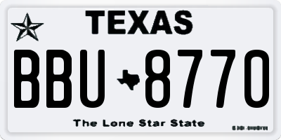 TX license plate BBU8770