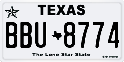 TX license plate BBU8774