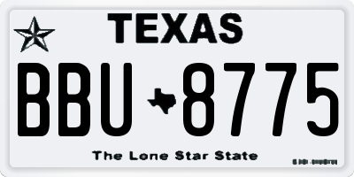 TX license plate BBU8775