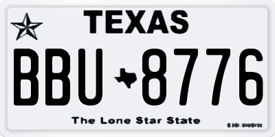 TX license plate BBU8776