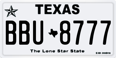 TX license plate BBU8777