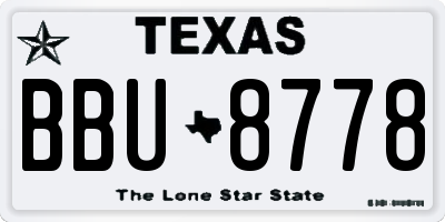 TX license plate BBU8778