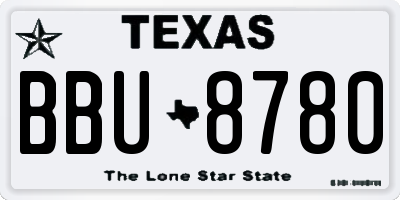 TX license plate BBU8780