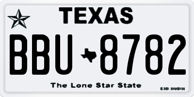 TX license plate BBU8782