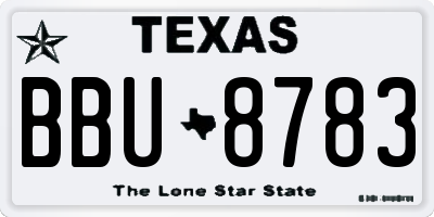 TX license plate BBU8783