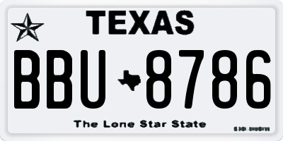 TX license plate BBU8786