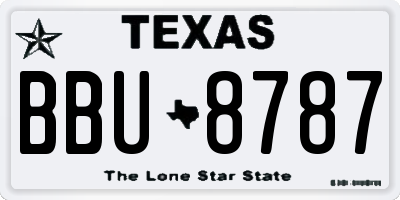 TX license plate BBU8787