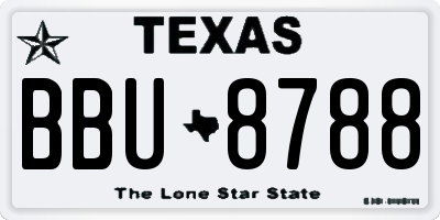 TX license plate BBU8788