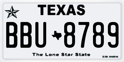 TX license plate BBU8789