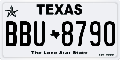 TX license plate BBU8790