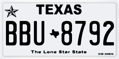 TX license plate BBU8792