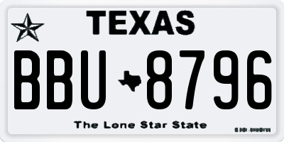 TX license plate BBU8796