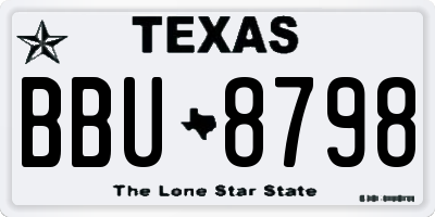 TX license plate BBU8798