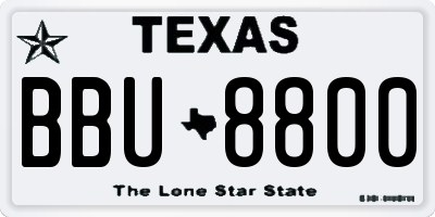 TX license plate BBU8800