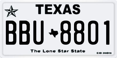 TX license plate BBU8801