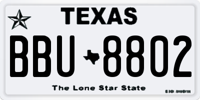 TX license plate BBU8802