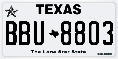 TX license plate BBU8803