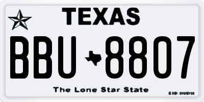 TX license plate BBU8807