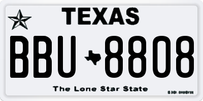 TX license plate BBU8808