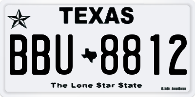 TX license plate BBU8812