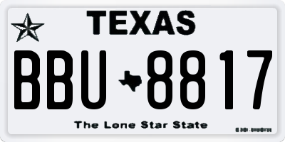 TX license plate BBU8817