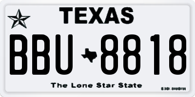 TX license plate BBU8818