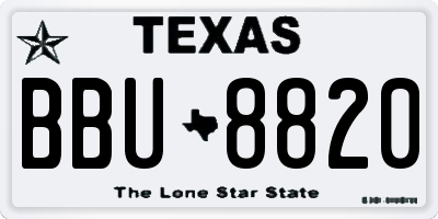 TX license plate BBU8820