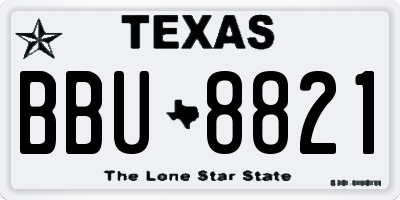 TX license plate BBU8821